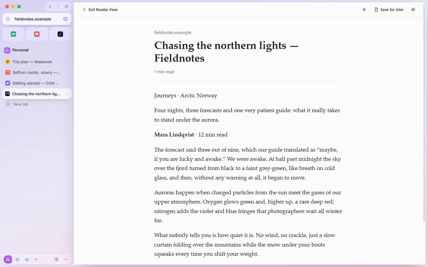 An article in reader view